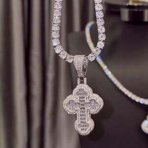 Tennis Cross Necklace With Cross pendant